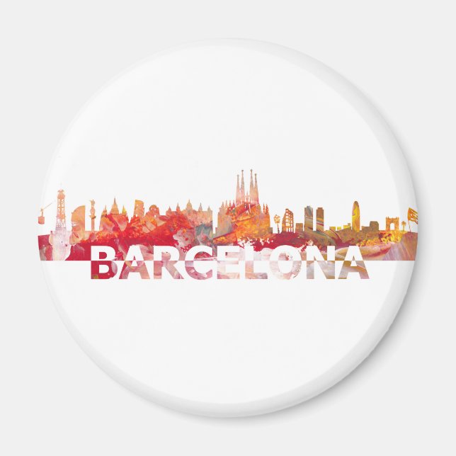 Barcelona Skyline silhouette Giant brev Magnet (Framsidan)
