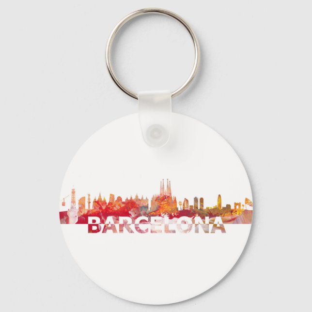 Barcelona Skyline silhouette Giant brev Nyckelring (Framsida)
