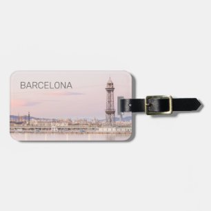 Barcelona Skyline Sunset Catalanonia Spanien Bagagebricka
