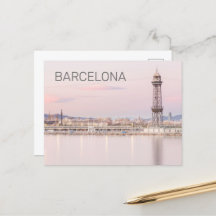 Barcelona Skyline Sunset Catalanonia Spanien