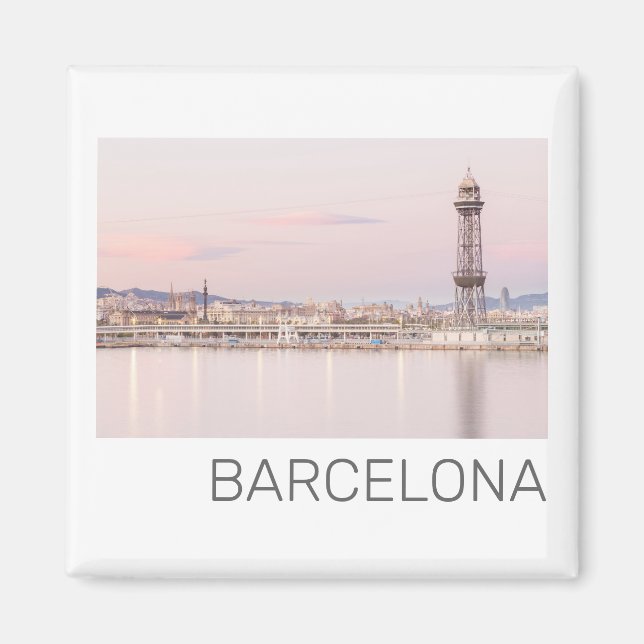 Barcelona Skyline Sunset Catalanonia Spanien Magnet (Framsidan)