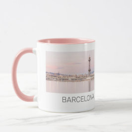 Barcelona Skyline Sunset Catalanonia Spanien Mugg