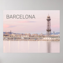 Barcelona Skyline Sunset Catalanonia Spanien