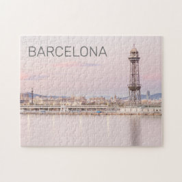 Barcelona Skyline Sunset Catalanonia Spanien Pussel