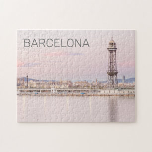 Barcelona Skyline Sunset Catalanonia Spanien Pussel