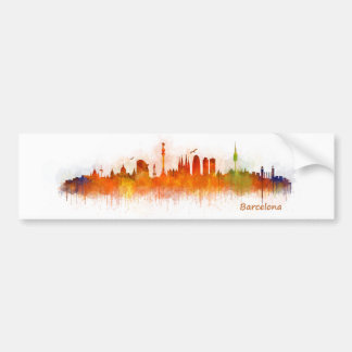 Barcelona Skyline watercolor v03 Bildekal
