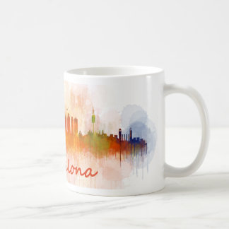 Barcelona Skyline watercolor v04 Kaffemugg