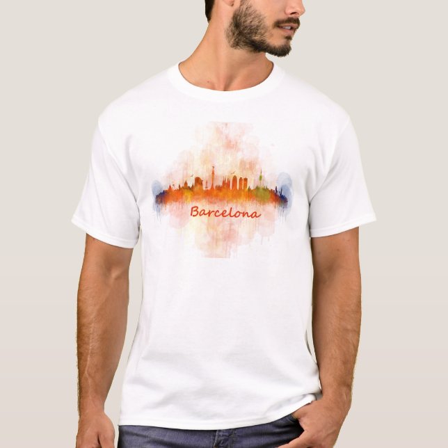 Barcelona Skyline watercolor v04 Tröja (Framsida)