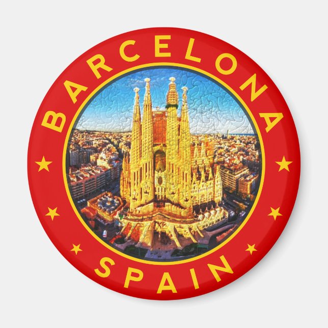 Barcelona, Spain, circle, red Magnet (Framsidan)