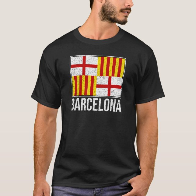 BARCELONA SPAIN CITY FLAGGA CATALONIA 1 T SHIRT (Framsida)