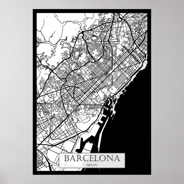 Barcelona Spain City Map Poster (Framsidan)