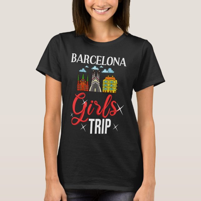 Barcelona Spain City Resa Skyline Karta Travel T Shirt (Framsida)