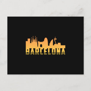 Barcelona Spain City Skyline Cityscape Funny Gift Vykort