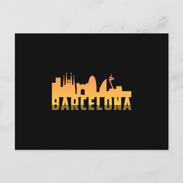 Barcelona Spain City Skyline Cityscape Funny Gift Vykort (Framsida)