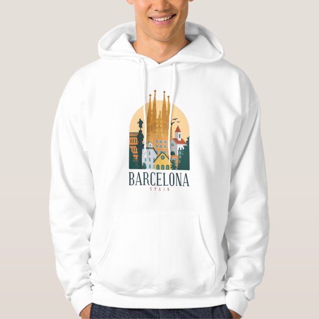 Barcelona Spain Cute Spansk resegåva City Kärlek Hoodie (Framsida)