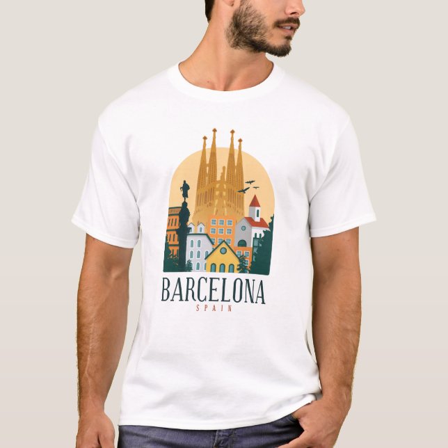 Barcelona Spain Cute Spansk resegåva City Kärlek T Shirt (Framsida)