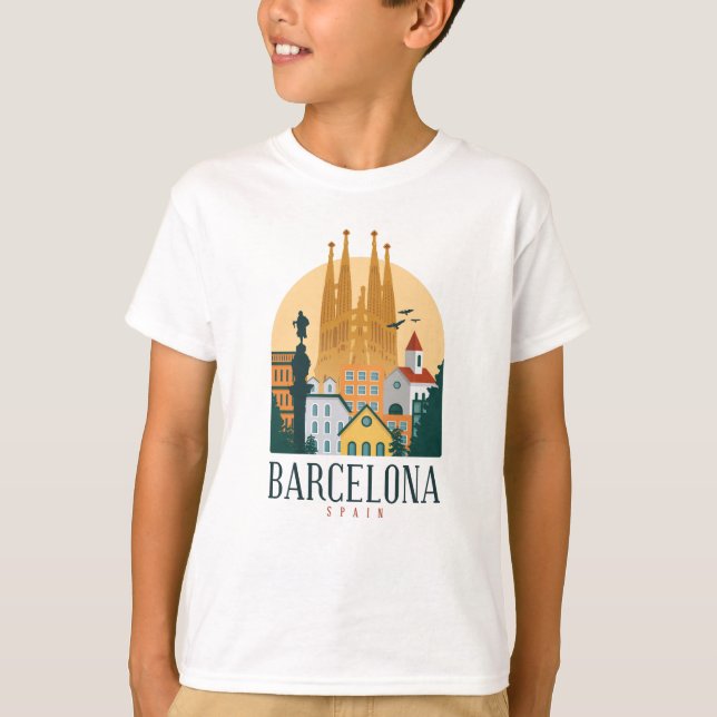 Barcelona Spain Cute spansk resegåva City Kärlek T Shirt (Framsida)
