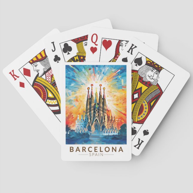 Barcelona Spain La Sagrada Familia Travel Art Casinokort (Baksidan)
