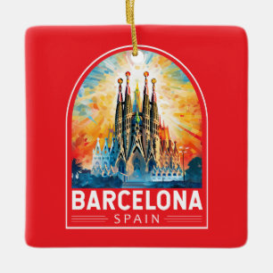 Barcelona Spain La Sagrada Familia Travel Art Julgransprydnad Keramik