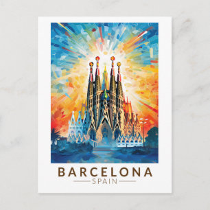 Barcelona Spain La Sagrada Familia Travel Art Vykort