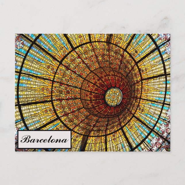 Barcelona Spain lagrade glasresfoto Vykort (Framsida)