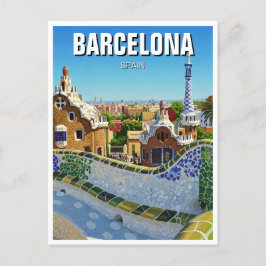 Barcelona Spain Park Güell Travel Vykort