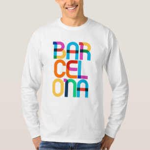 Barcelona Spain Pop Art Brev T Shirt