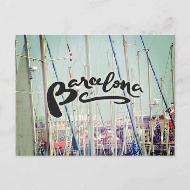 Barcelona Spain Port Europe Wanderlust Vykort (Framsida)
