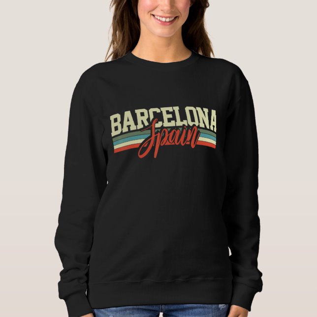 Barcelona Spain Retro T Shirt (Framsida)