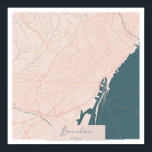 Barcelona Spain Rosa and Blue Cute Script Street Poster<br><div class="desc">Barcelona Spain Rosa och Blue Cute Script Street Karta</div>