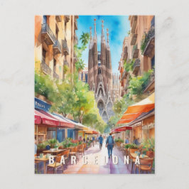 Barcelona Spain Sagrada Familia Retro Travel Vykort