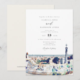 BARCELONA Spain Skyline Destination Travel Bröllop Inbjudningar