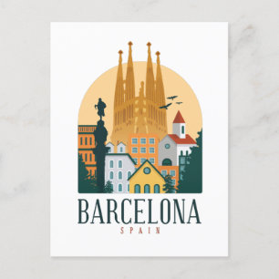 Barcelona Spain Skyline Postcard Vykort