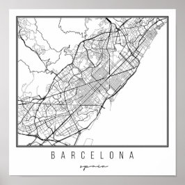 Barcelona Spain Street Karta Poster