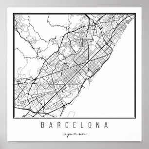 Barcelona Spain Street Karta Poster