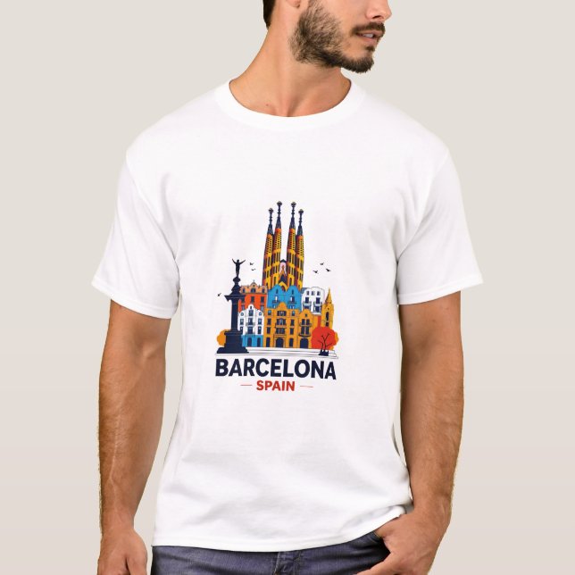 Barcelona Spain T Shirt, I Kärlek Barcelona Tee (Framsida)