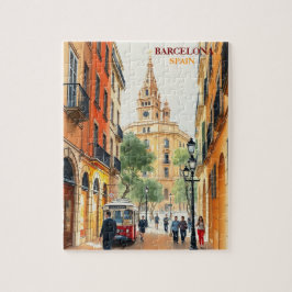 barcelona spain Travel Art Vintage Pussel