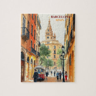 barcelona spain Travel Art Vintage Pussel