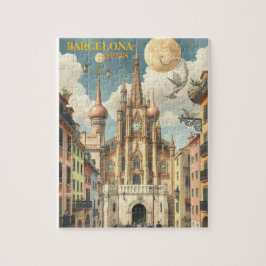barcelona spain Travel Art Vintage Pussel