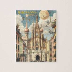 barcelona spain Travel Art Vintage Pussel