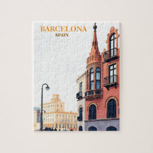 barcelona spain Travel Art Vintage Pussel