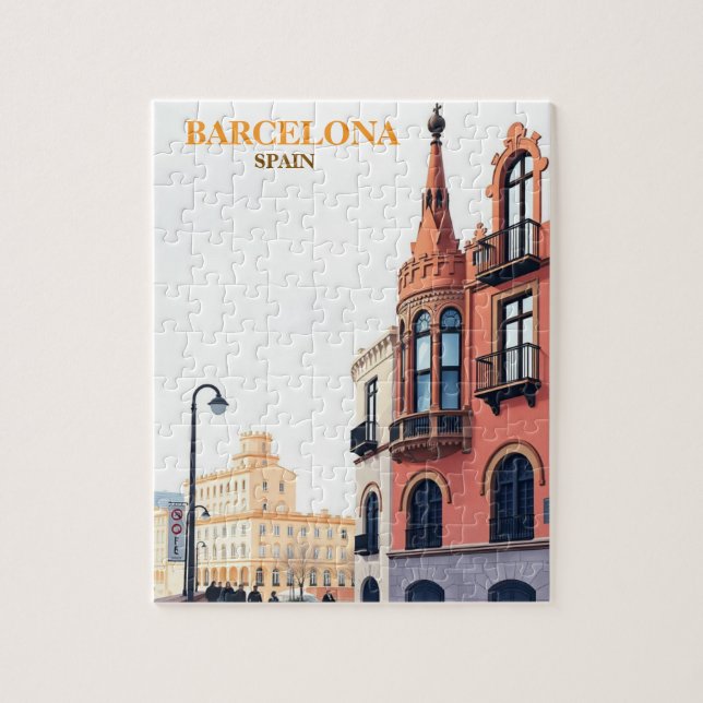 barcelona spain Travel Art Vintage Pussel (Vertikal)