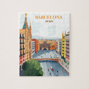 barcelona spain Travel Art Vintage Pussel