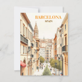 barcelona spain Travel Art Vintage Vykort