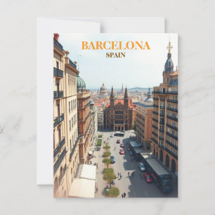 barcelona spain Travel Art Vintage Vykort