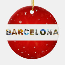 Barcelona Spain Travel Foton jul Julgransprydnad Keramik