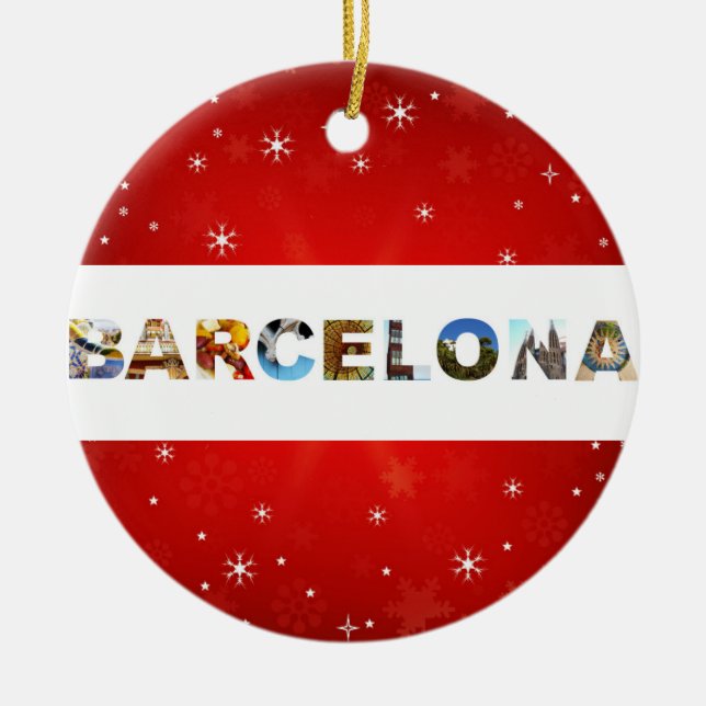 Barcelona Spain Travel Foton jul Julgransprydnad Keramik (Framsidan)