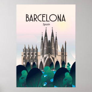 Barcelona Spain Travel Poster, Print Poster