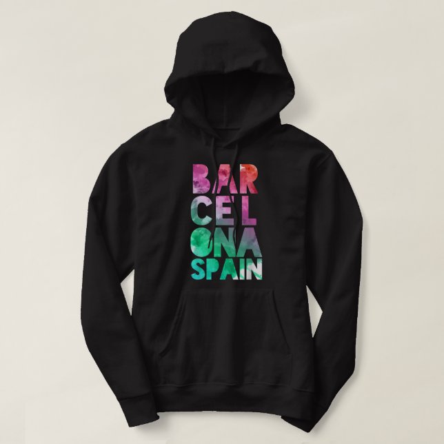 Barcelona Spain Travel Souvenir Gift Hoodie (Design framsida)
