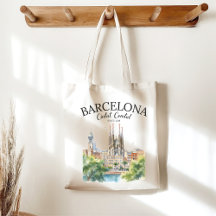 Barcelona Spain Vintage Art Landscape